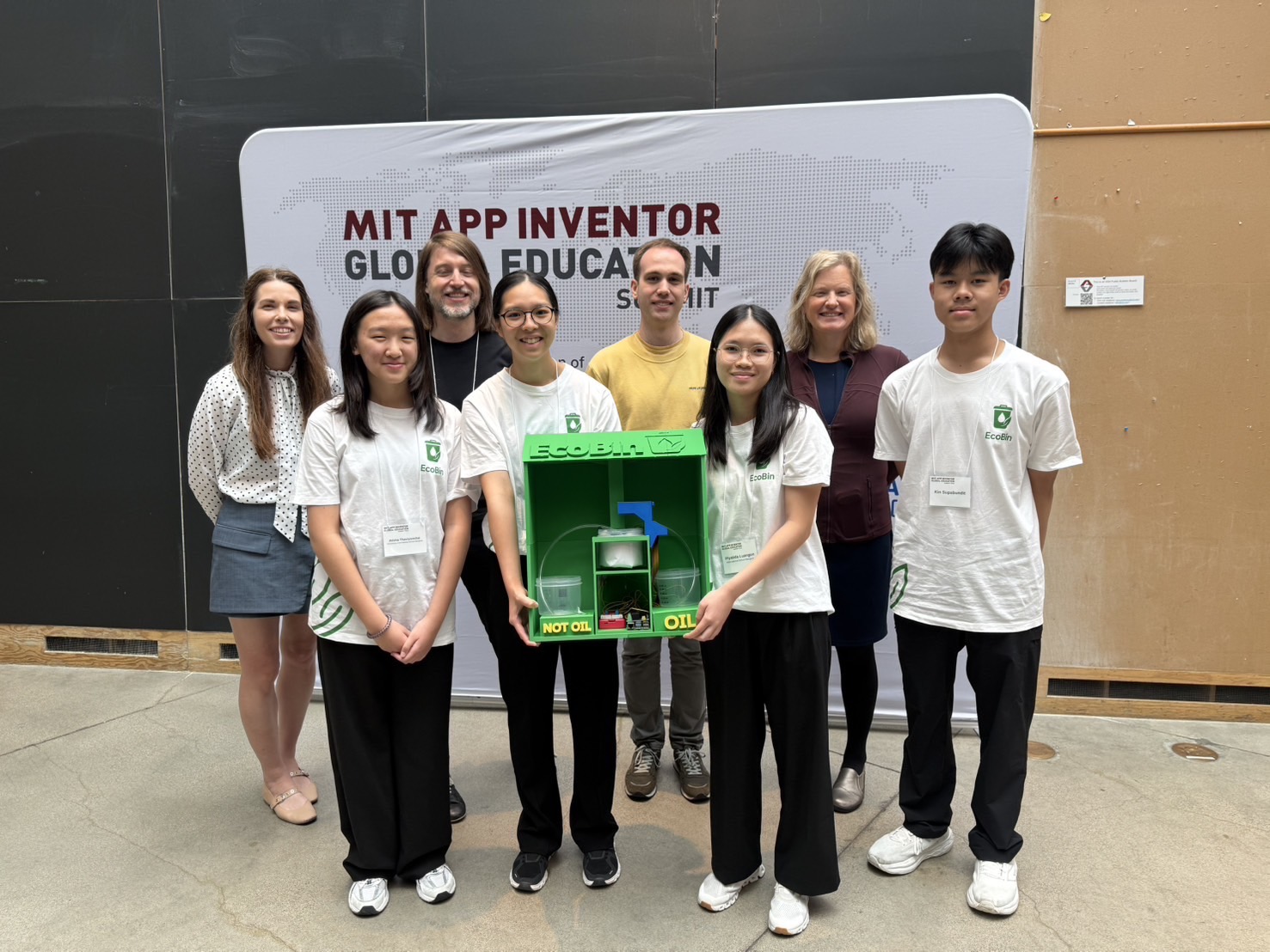 EcoBin team at the MIT App Inventor Global Education Summit showcase